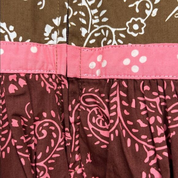 Young Colors Brown and pink floral long sleeve cotton dress size 18 months - Picture 7 of 9